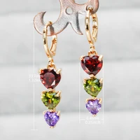 luxury bohemian statement dangle earrings for women girl drop heart stone trendy jewelry party wedding valentines day gift