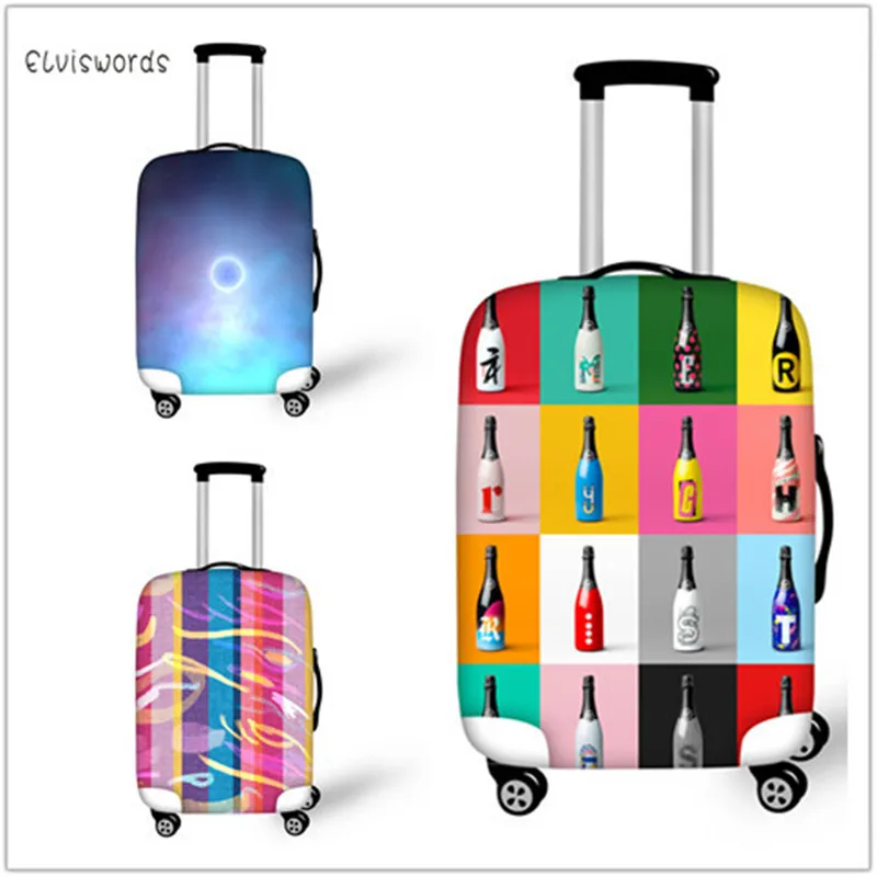 ELVISWORDS чехол для багажа с разноцветным рисунком Galaxy Stripe Bottle толстый Дорожный