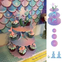 3 tier mermaid paper cake stand mermaid party baby shower birthday party decor kids mermaid wedding party supply