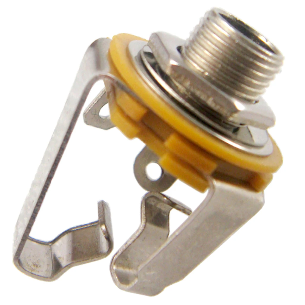 

1/4' 6.35mm Jack Socket Stereo Output Connector Plug Height Adjustment For Guitar Bass Pick-up Silver