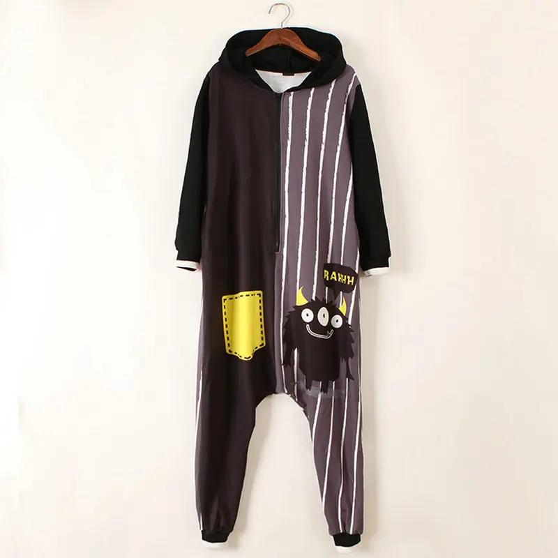 Комбинезон женский в стиле Харадзюку с принтом чудовища свободного покроя со