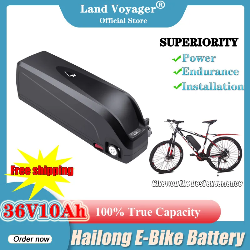 

Литиевая батарея Land Voyager 36 в 10 Ач Hailong Cells для электровелосипеда Bafang, USB-порт, Мощная батарея для преобразования электрического велосипеда
