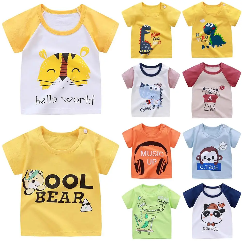

Baby Summer Short Sleeve Top Cotton Crew Neck Casual T-shirt Cartoon Print Kids Tee