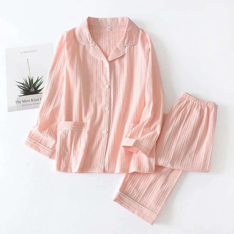 

Новинка 2021, женские пижамы, Летний зеленый пижамный комплект, Хлопковая пижама из крепа, женские брюки топ + длинные, Женская домашняя одежда