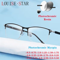 high quality retro art tr90 glasses frame mens ultralight half frame photochromic myopia outing sunglasses diopter 1 0 1 25 1 5