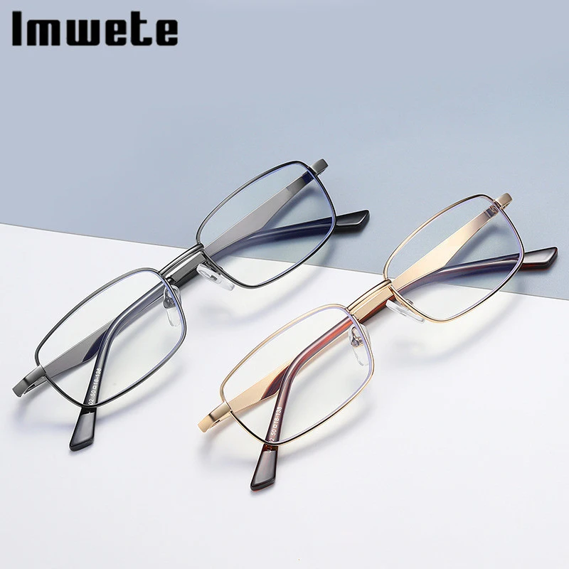 

Imwete Business Mens Reading Glasses Fashion Metal Frame Hyperopia Eyeglasses Male Gold Gun +1.0 1.5 2.0 2.5 3.0 3.5 4.0