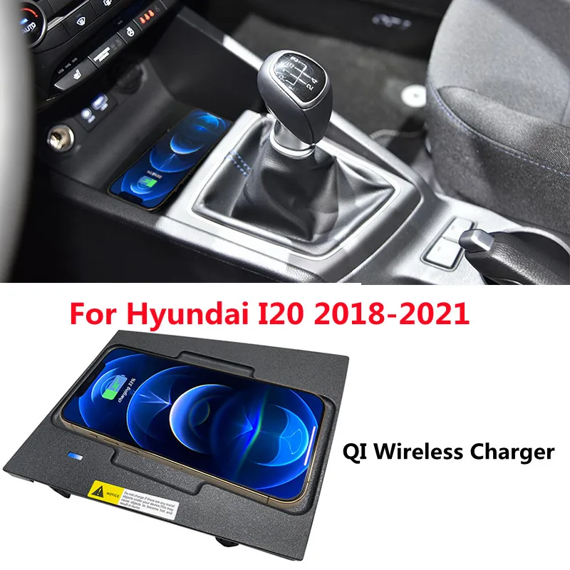 

Custom Car QI Wireless Charger For Hyundai I20 2018-2021 Fast Charging 15W Auto Center Console Phone Charger Car Modification