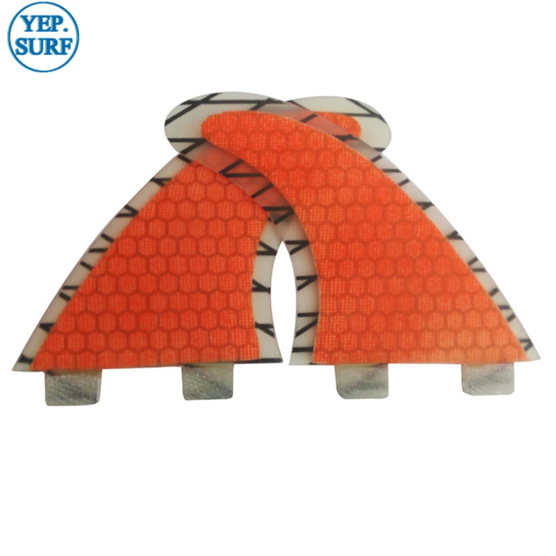 

FCS G5 M Size with Knubster Centre Kneel Fin Surf Fins Surfboard Orange Honeycomb Fins FCS Carbon Firbe Fin Twin/Tri fin set