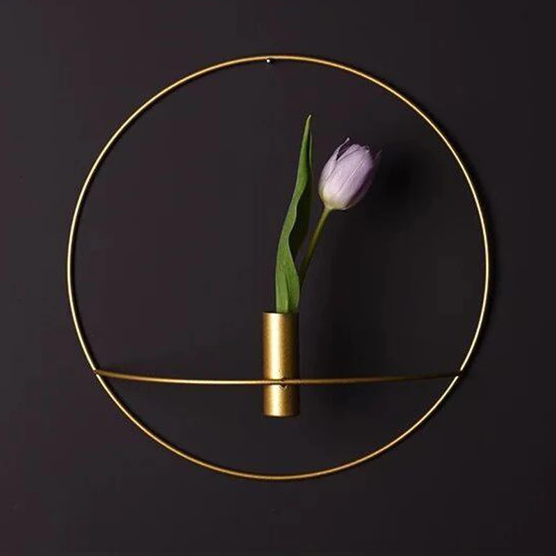 Уникальный настенный подсвечник геометрический Золотой круглый металлический