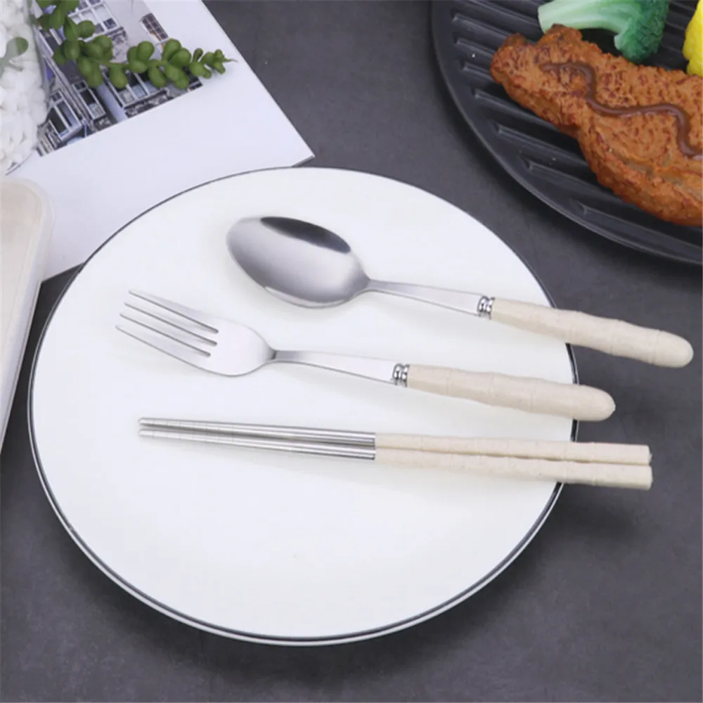 3 шт. нержавеющая сталь палочки для еды ложка вилка набор посуды портативная