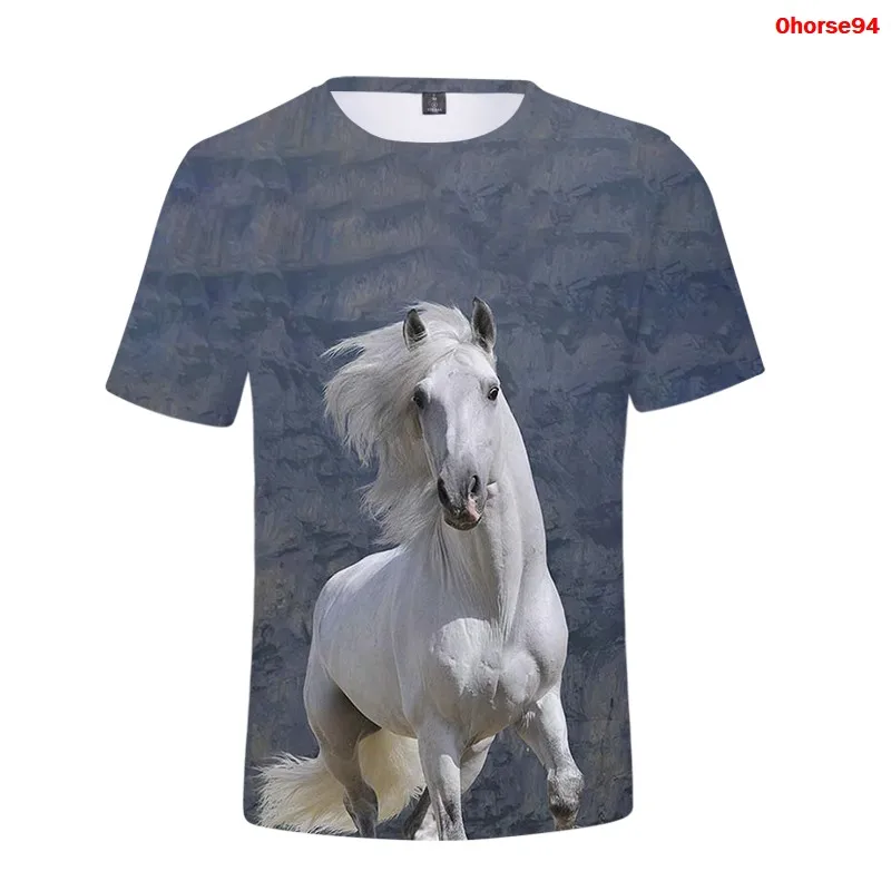 

Harajuku T-Shirt Galloping Horse Graphic Tee Funny T Shirt Tops Short-Sleeve Oversized Women Clothing Animal Horse Print Tshirt