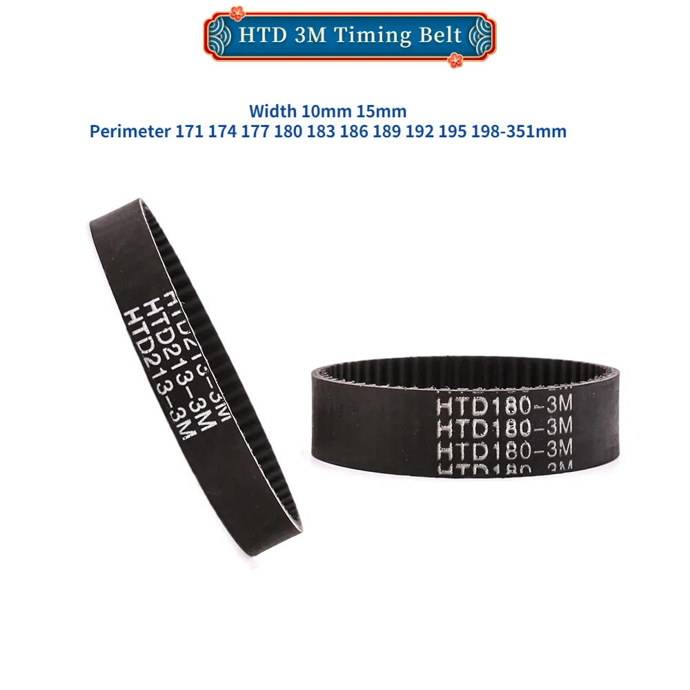 

HTD 3M Timing Belt Pitch 3mm Perimeter 171 174 177 180 183 186 189 192 195 198-222mm Width 10mm 15mm Closed Rubber Drive Belts