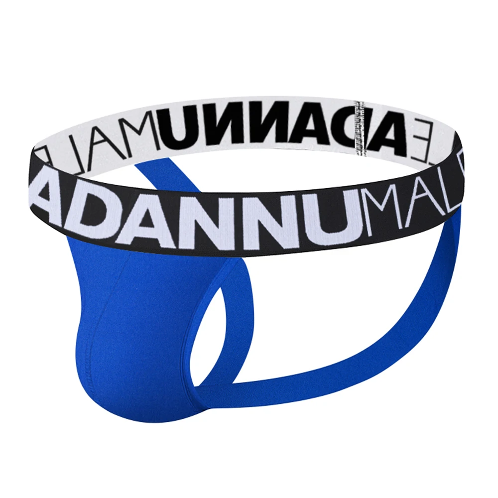 

ADANNU T-back Comfortable Breathable Soft Design Male Thongs Double D Design Elastic Belt Solid Pattern Stitching Man G-strings