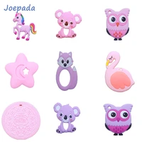 joepada 1pc silicone baby teether toddler animal koala horse fox cookies owl silicone beads food grade toys baby teether
