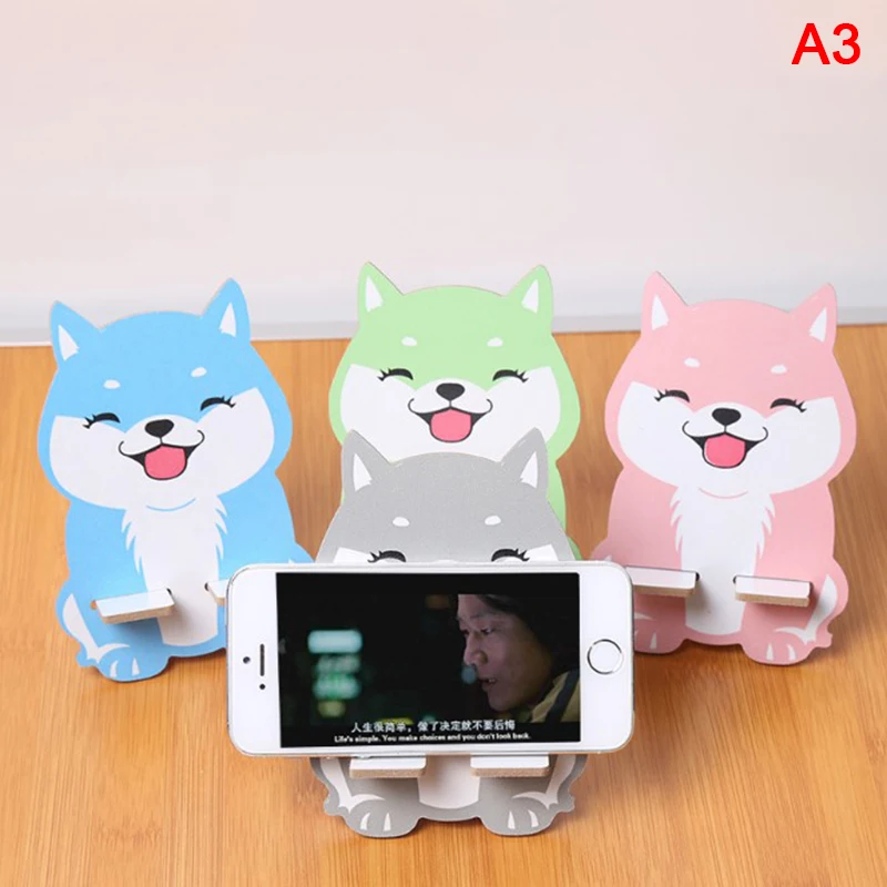 

Hot Universal wood cartoon Mobile phone holder stand cute painting desk