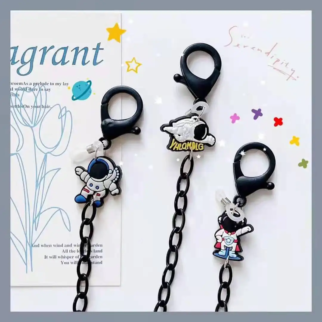 

New creative cartoon astronaut black acrylic necklace glasses chain earphone chain mask chain