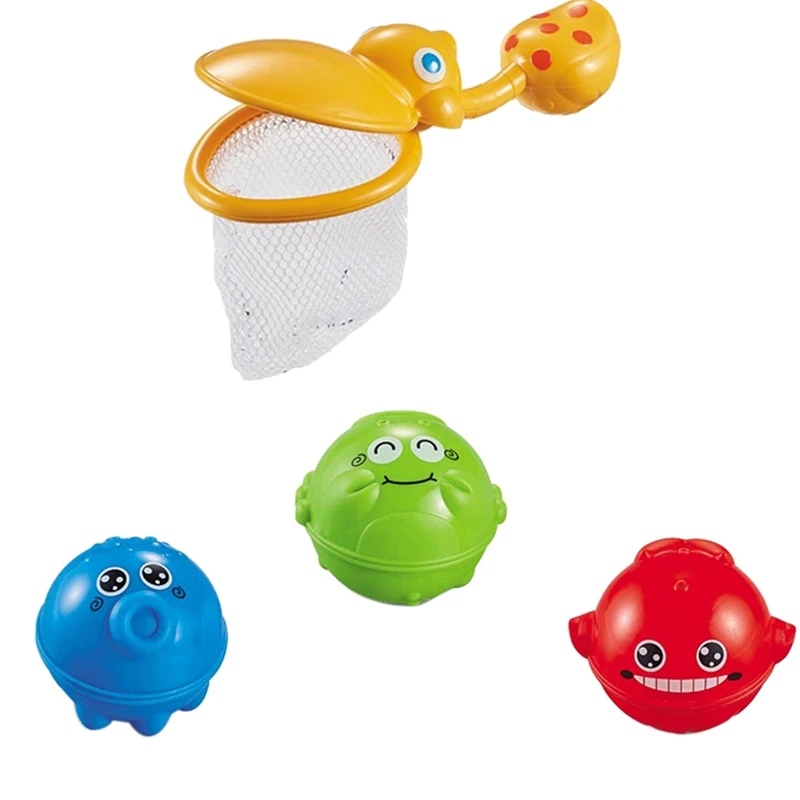 

Fishing Set Bath Toy Children Playing Cute Cartoon Water Animal Net Fishing Doll Bath Bathtub Water Toy for Infant Gift
