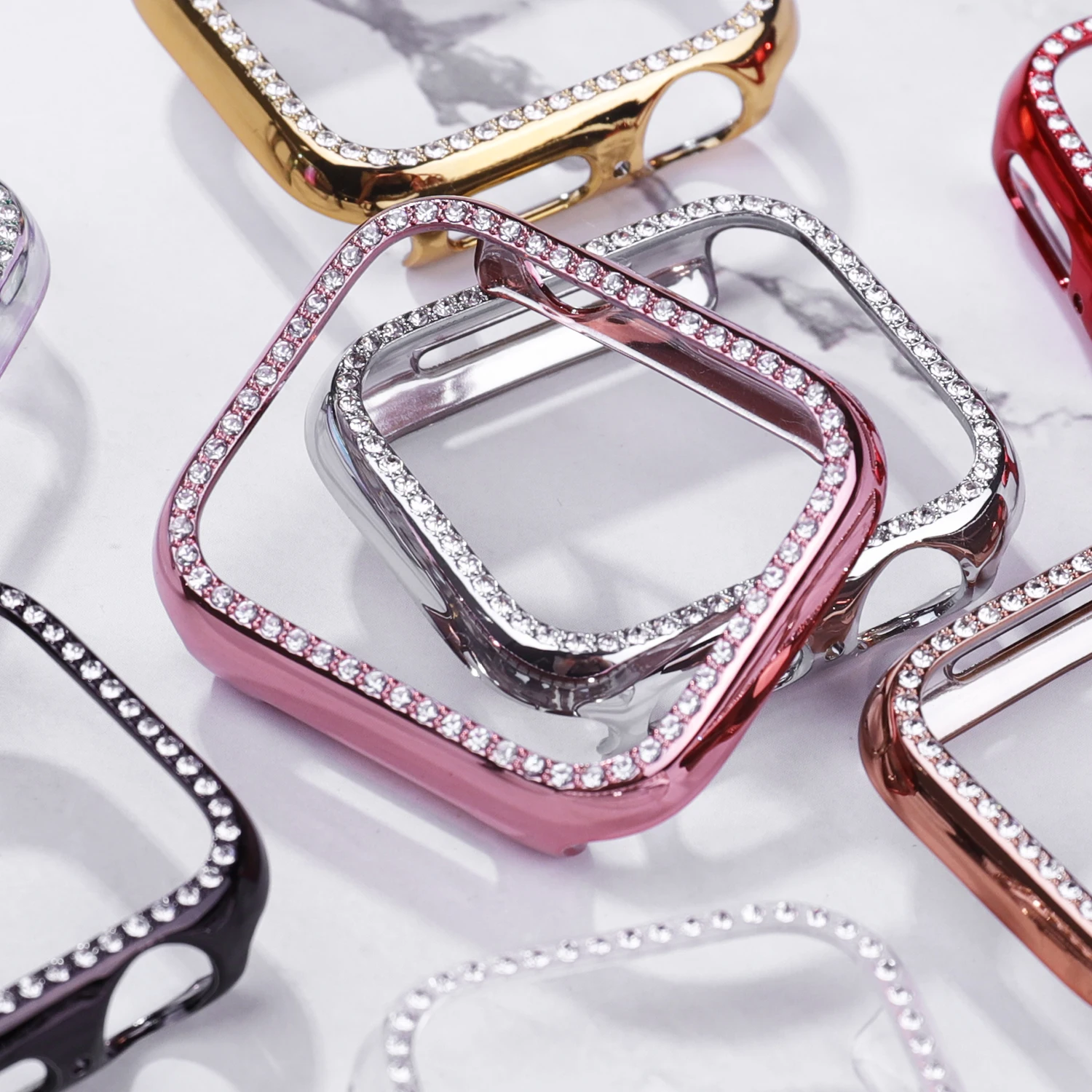 

Diamond Bumper Protective Case for Apple Watch Cover Series 6 SE 54321 38MM 42MM For Iwatch 40mm 44mm Smart Bracelet Accessories