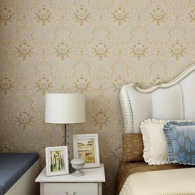 

CX Wallpaper Environmental Protection Damascus Wallpaper Non-Woven Bedroom AB Matching 3D Three-Dimensional Relief