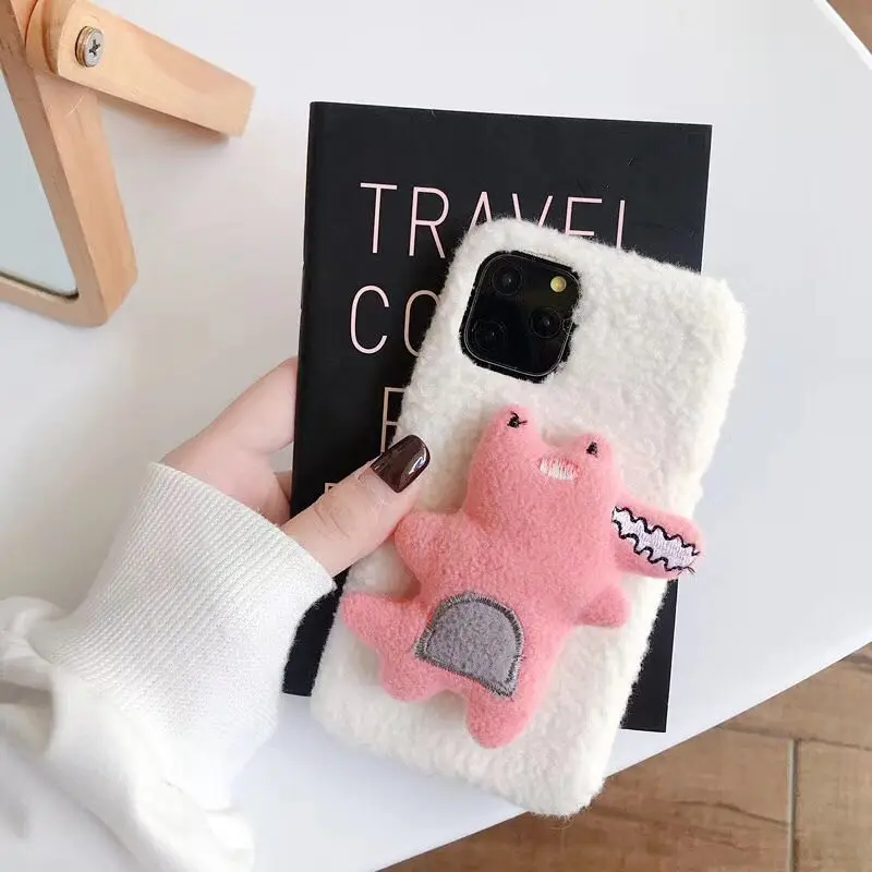 Зимний Теплый Прекрасный пушистый чехол для телефона с рисунком в виде животного