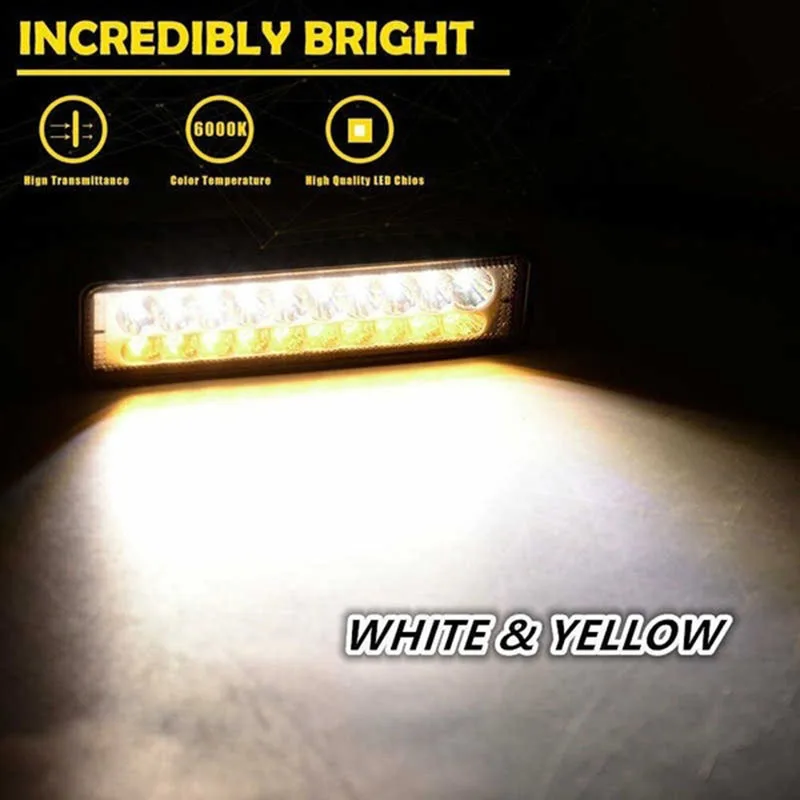 6 дюймовый 18LED60W желтый и белый двухцветный рабочий светильник полосный