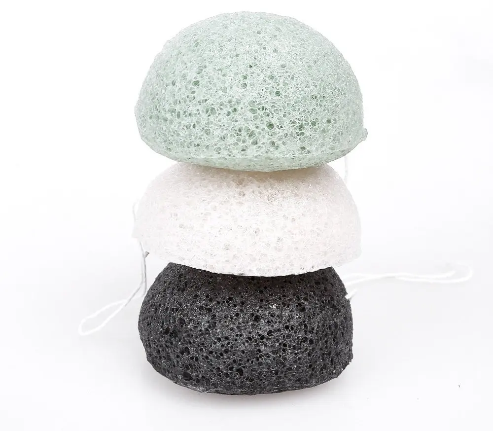 Konjac Губка отшелушивающая губки для лица натуральная Чистящая губка белый активированный бамбуковый уголь зеленый веган для очищения