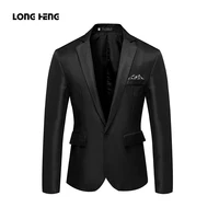 longheng peak causal slim fit notched label green mens suit blazer formal business for wedding groom causal