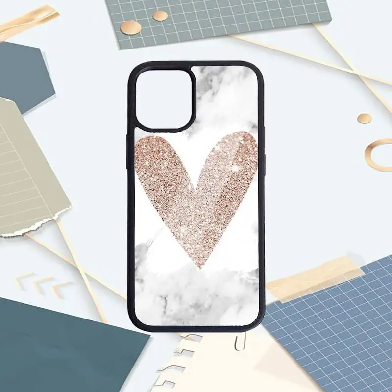 

Glitter Marble Love heart Phone Case PC for iPhone 11 12 pro XS MAX 8 7 6 6S Plus X 5S SE 2020 XR