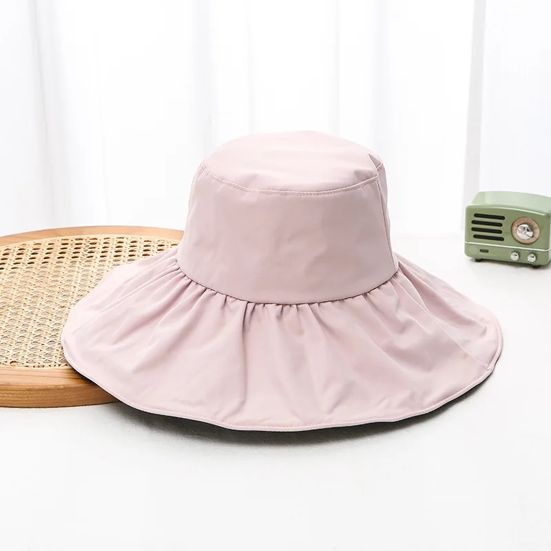 

2021 Ladies Sun Hat Korean Black Glue Anti-UV UV Hat Foldable Big Brim Hat Show Face Little Fisherman Hat