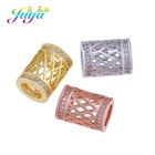Juay DIY золоторозовое золото микро закрепки кубического циркония, полая металлическая трубка, бусины для изготовления натуральных камней для украшения из бисера