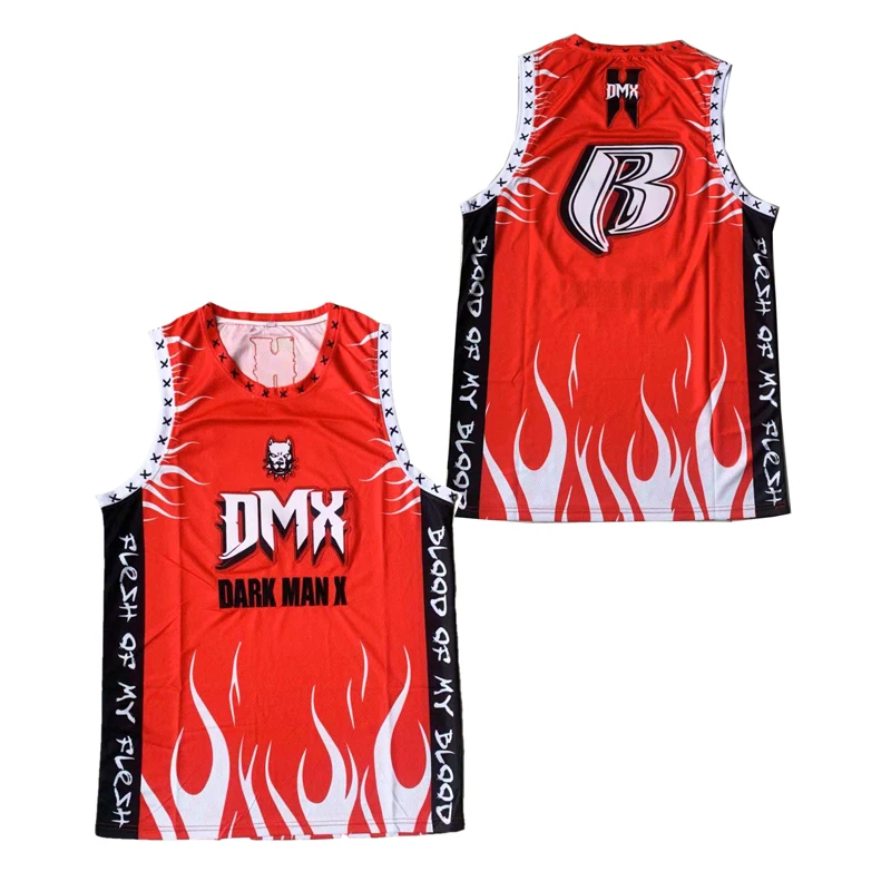 

BG DMX DARK MAN X jersey Embroidery sewing Outdoor sportswear Hip-hop culture movie RED summer basketball jerseys new summer