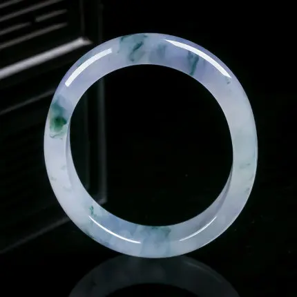 

Send National Certificate Natural Myanmar Jade A Grade Blue Flower Two-color Bracelet 54-64mm Female Jade Bracelet Send Girlfrie