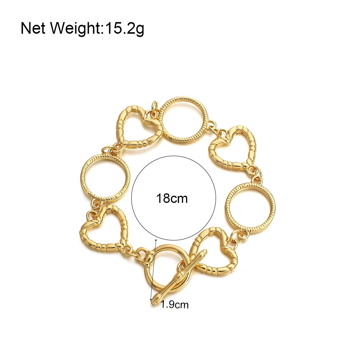 

ALLYES Fashioon Gold Color Metal Peach Heart Round Link Chain Bracelet for Women Match Couple Jewelry Valentine's Day Gifts
