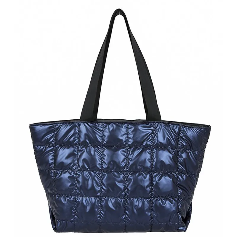 Autumn and winter new down feather rhombus bag large capacity tote Korean casual shoulder big |