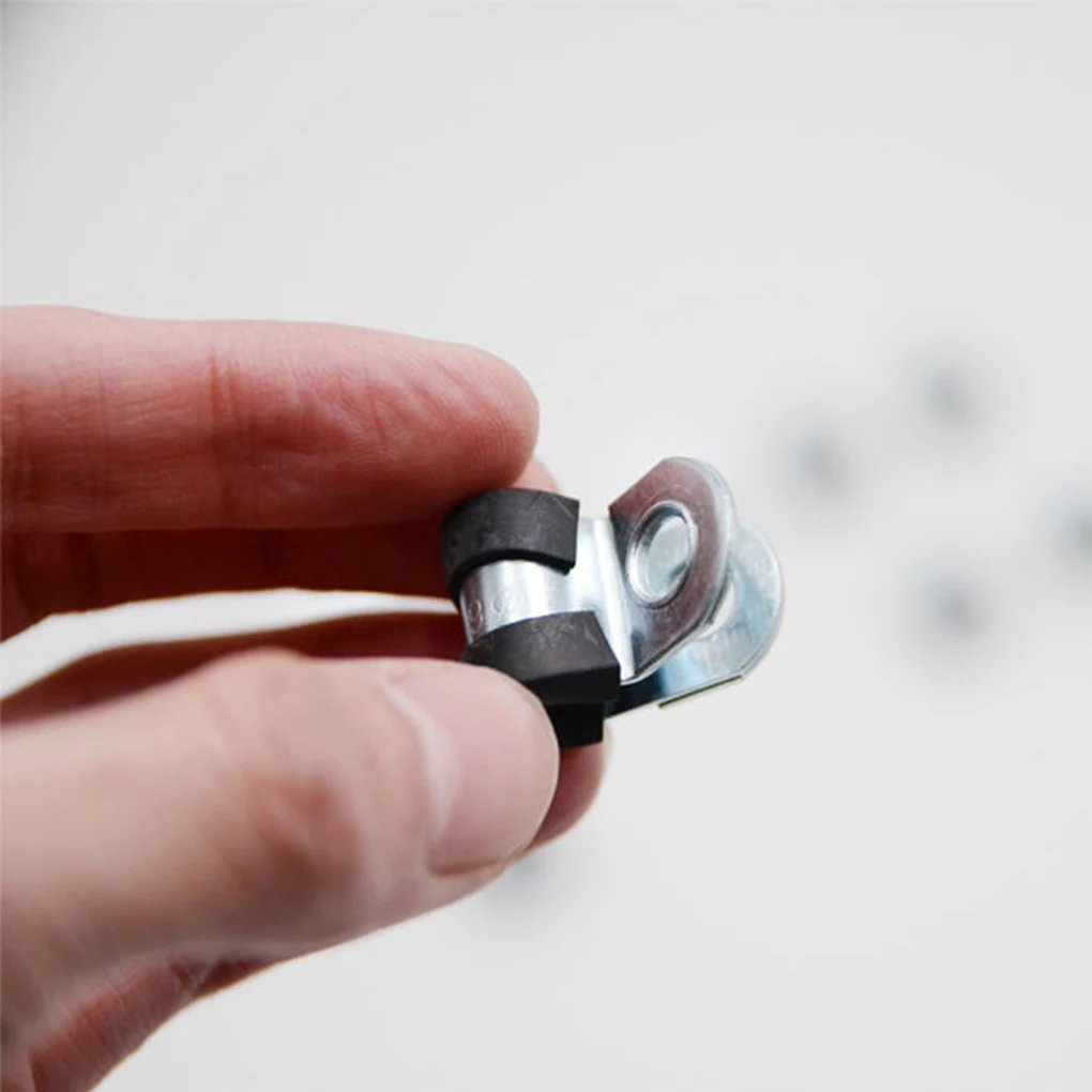 

10PCS 3/8" 10mm Rubber Cushioned Steel Hose Clamp Cable Clamp Tube Holder for Tube Metal Clamp Pipe Installation