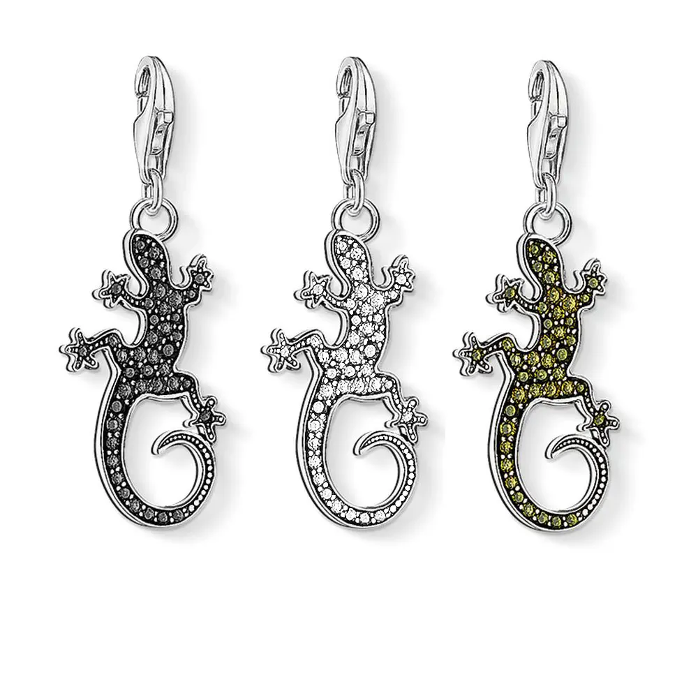 Pave CZ ящерица подвеска с гекконом Подвески для браслет брелоками ожерелье Томас
