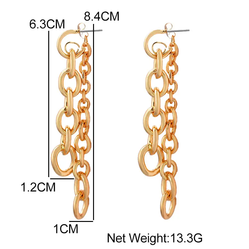 

Trendy Gold Silver Color Long Thick Chain Drop Earrings for Women Metal Tassel Chain Link Dangle Earring Simple BOHO Jewelry