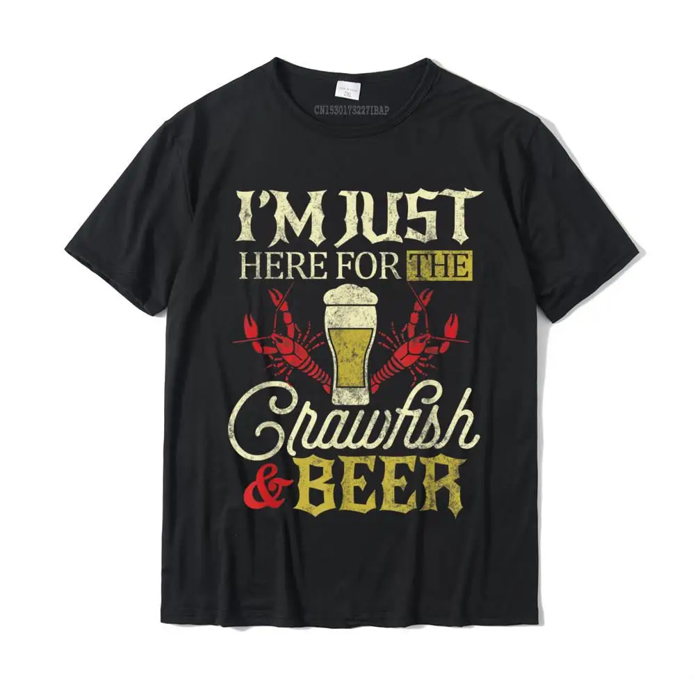 

Мужская хлопковая футболка с надписью «Just Here For The Crawfish And Beer»