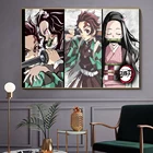Короткая футболка с героями из японского аниме Kimetsu без Yaiba рисунок иллюстрация личность плакат декоративная Картина на холсте исследование Спальня искусство украшения