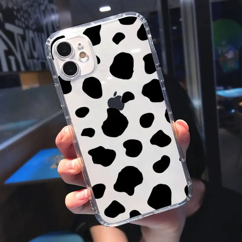 

Cow Pattern fashion Phone Case Transparent for iPhone 11 12 mini pro XS MAX 8 7 6 6S Plus X 5S SE 2020 XR