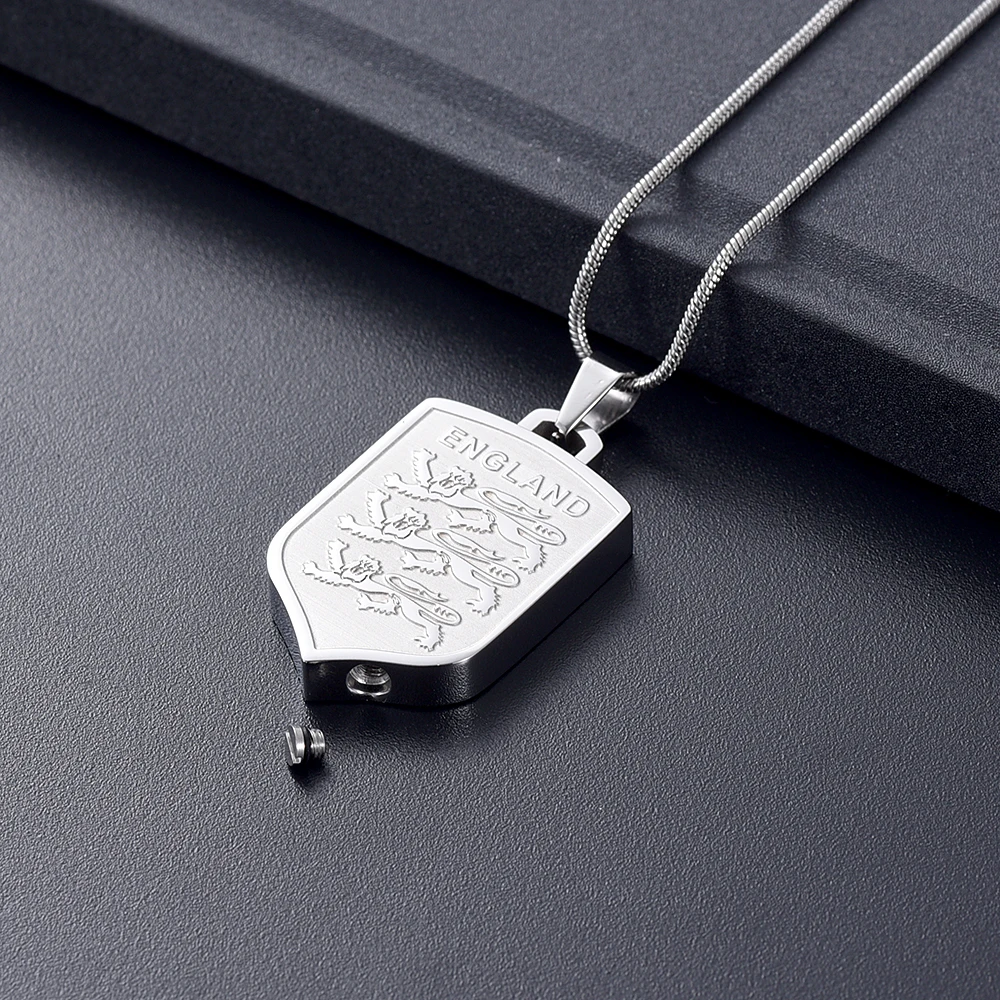 K10326 ENGLAND Shield Cremation Jewelry for Ashes Pendant Locket Keepsake Memorial Urn Necklace | Украшения и аксессуары