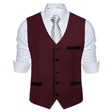 Gilet de smoking pour homme, vêtement de mariage, coupe cintrée et décontractée, couleur grise, boutons simples  (2)