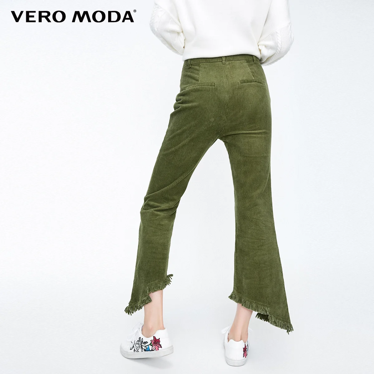 Vero Moda Новые поступления Национальный стиль необработанные манжеты Высокая талия повседневные укороченные брюки | 318450507