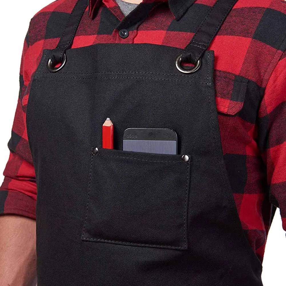 Work Apron Canvas Tool Pockets Cross-back Straps Adjustable For Barbecue Woodworking SAL99 | Спорт и развлечения