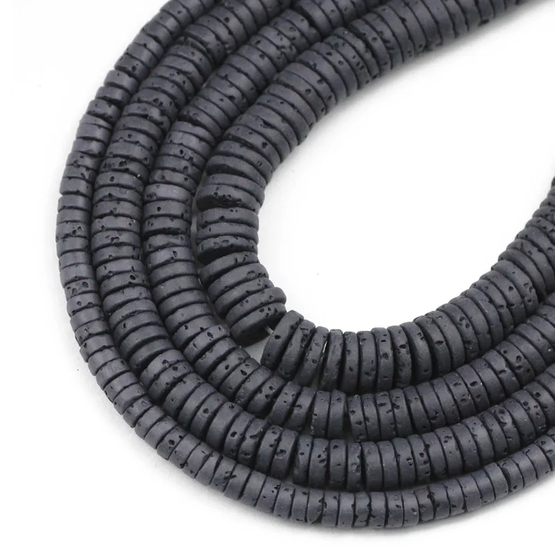 Натуральный черный камень из вулканической лавы бусины 4/6/8 мм плоские круглые