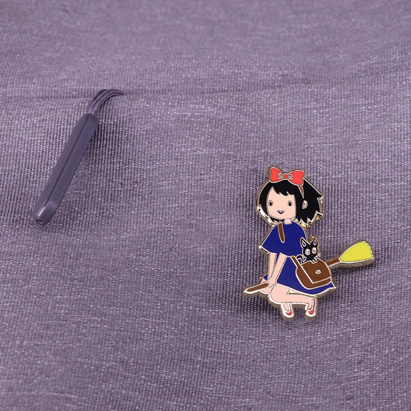 Эмалированная булавка Kiki's Delivery Service Милая брошь в виде кошки Jiji ghilii Значки из