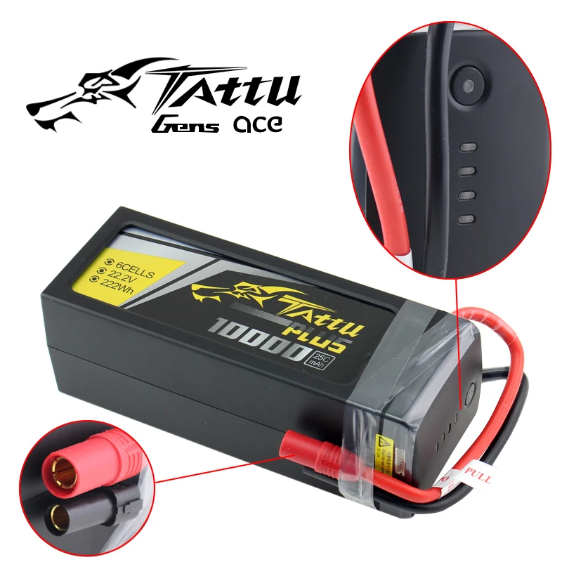 Tattu Plus 6S 22,2 V LiPo умный аккумулятор 4S 10000mah 12000mah 16000mah 22000mAh Plus 25C с разъемом AS150 XT150 для беспилотного летательного аппарата