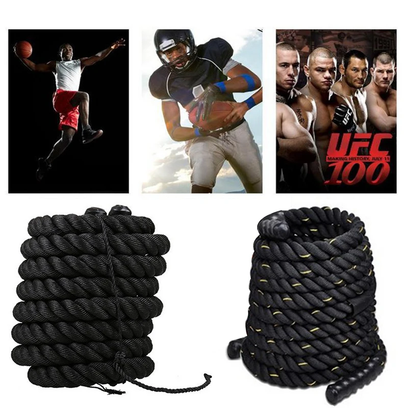Bodybuilding 12m/15m Battle Rope Exercise Workout Strength Cardio Training Undulation Home Fitness Black HWC | Спорт и развлечения