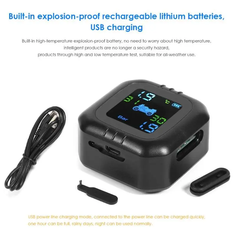 Система контроля давления в шинах мотоциклов TPMS беспроводной ЖК-дисплей 2