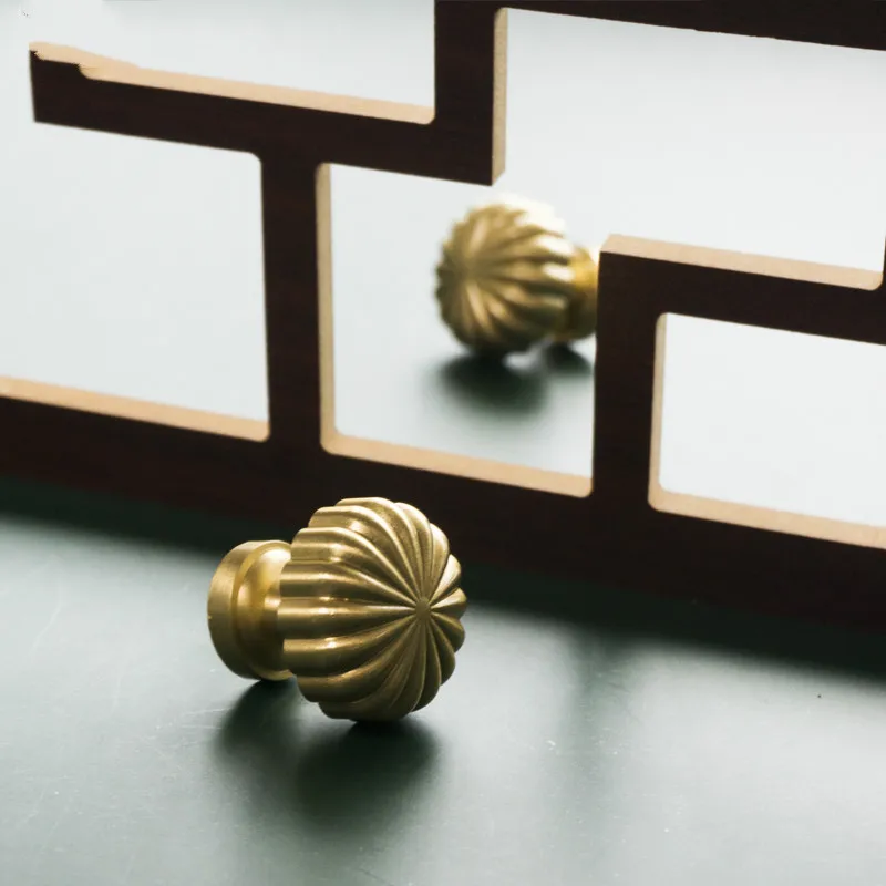 

Solid Brass Furniture Handles Simple Nordic Pastoral Wardrobe Dresser Knobs Cupboard Cabinet Drawer Round Gold Pulls